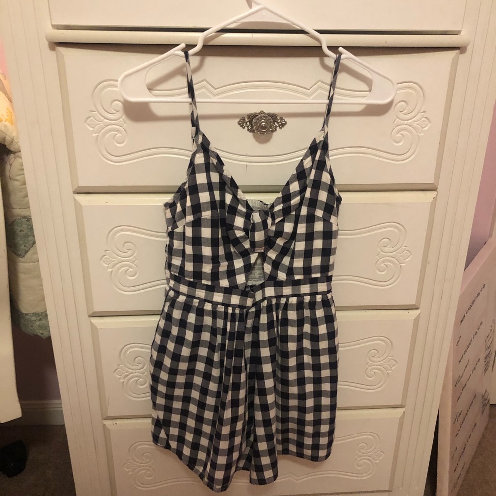 AE checkered romper with cutout detail